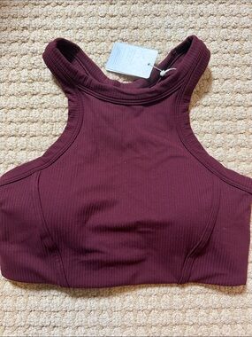 Lululemon Ribbed Nulu High-Neck Yoga Bra - Deep Burgundy